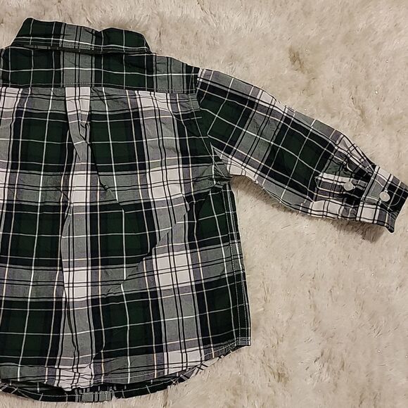 JANIE AND JACK BLUE AND GREEN PLAID DRESS SHIRT OXFORD, SIZE 6-12 MONTHS - Picture 7 of 7
